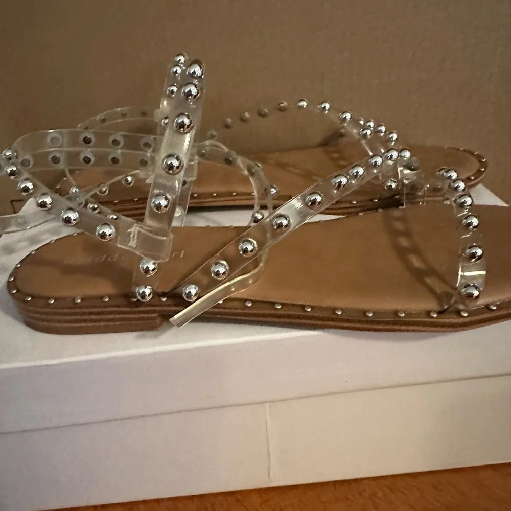 Madden Girl 9.5 Clear Studded Sandals - Picture 4 of 8